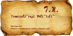Tomcsányi Máté névjegykártya
